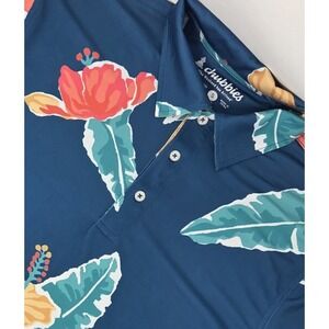 Chubbies Hibiscus Floral Polo Shirt Men's Small "The Floral Reef" Tropical